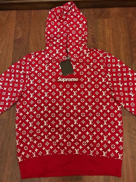 supreme lv pet hoodie|authentic louis vuitton supreme hoodie.